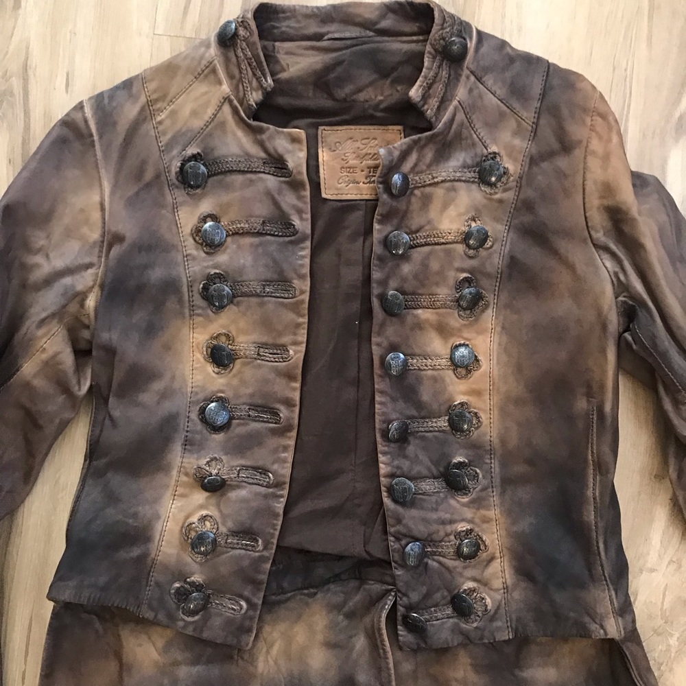 Unique Brown Leather All Saints Jacket